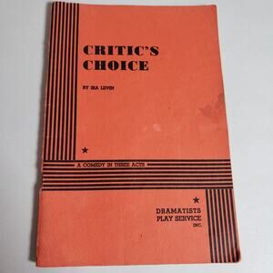 Vintage Critics Choice By Ira Levin Play Script Drama Comedy In 3 Acts Paperback